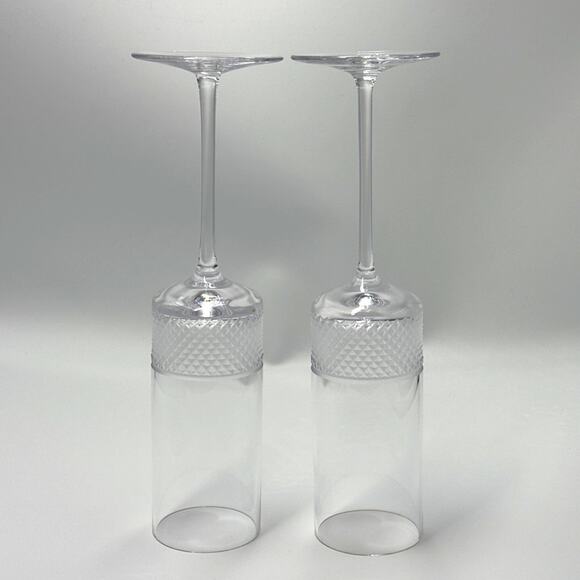 NEW Tiffany & Co. Diamond Point Crystal Champagne Glasses Flutes Set of 2 W/ Box - Picture 4 of 12